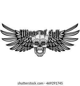 Gothic coat of arms with skull and wings, grunge.vintage design t-shirts