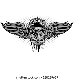 Gothic coat of arms with skull with wings, grunge.vintage design t-shirts
