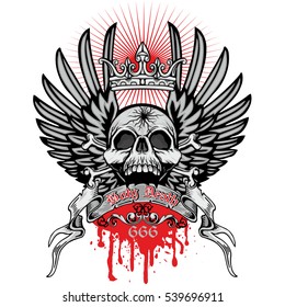 Gothic coat of arms with skull and wings, grunge.vintage design t-shirts

