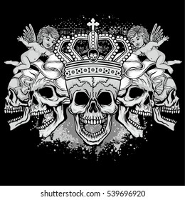 Gothic coat of arms with skull and wings, grunge.vintage design t-shirts

