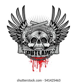 Gothic coat of arms with skull and wings, grunge.vintage design t-shirts