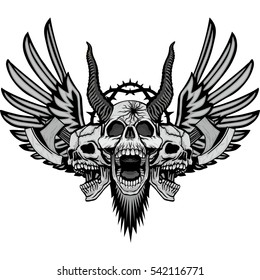 Gothic coat of arms with skull and wings, grunge.vintage design t-shirts