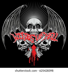 Gothic coat of arms with skull and wings, grunge vintage design t shirts
