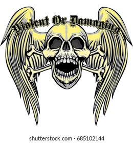 Gothic coat of arms with skull and wings, grunge vintage design t shirts