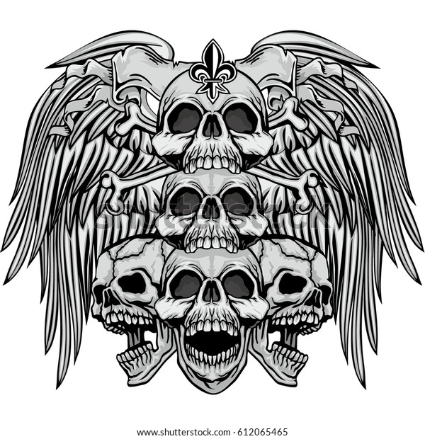 Gothic Coat Arms Skull Wings Grunge Stock Vector (Royalty Free ...