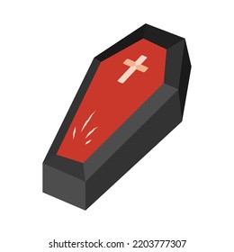 Gothic Coffin Design Element for Halloween. vector illustration