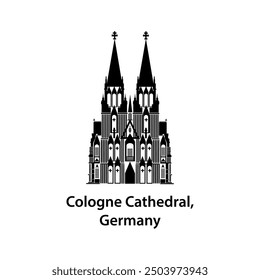 Gothic Cologne Cathedral Architecture - Detailed Silhouette Vector, Germany