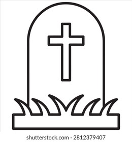 Gothic cross emblem on a grave marker base