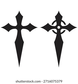 Gothic Cross Symbol Silhouette Vector Illustration