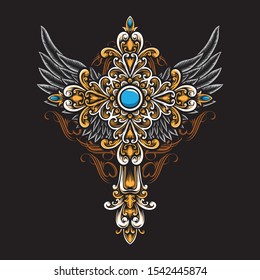 gothic cross vector with ornament