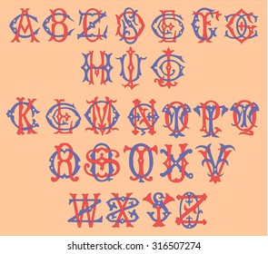 Gothic crusaders styled medieval alphabet