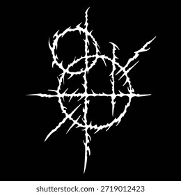 Arte vectorial gótico de sigilismo cibernético en fondo negro.