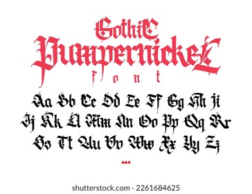 Gothic, display English alphabet. Vector. Medieval Latin letters. Signs and symbols for the monogram. Old European style. Calligraphy and lettering. Uppercase and lowercase letters.