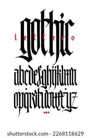 Gothic, display English alphabet. Vector. Medieval Latin letters. Classic old European style. Calligraphy and lettering. Lowercase letters for logos, labels and tattoos.