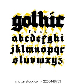 Gothic, display English font. Vector. Medieval latin letters of different styles. European design. Calligraphy and lettering. Lowercase letters for logos, labels and tattoos.