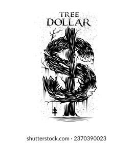 gothic dollar tree logo with woman playing on a swing