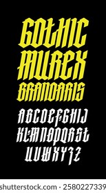 Gothic, English alphabet. Vector. Medieval Latin cursive letters. Signs and symbols for tattoos. Old European style. Calligraphy and lettering. Sharp, angular letters for a monogram.