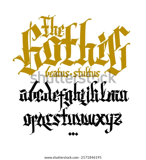 Gothic English Alphabet Vector Medieval Latin 库存矢量图（免版税）2171846195