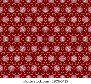 Gothic flower. Seamless pattern. Silver on red. Geometric Vector illustration.