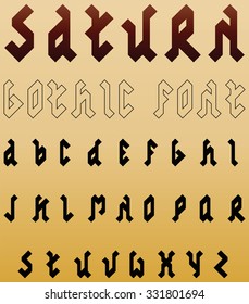 Gothic font. Alphabet set