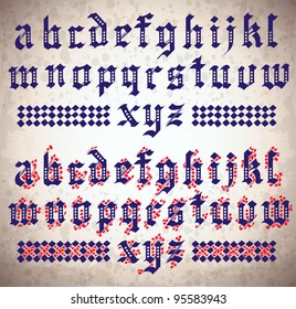 gothic font with decorative elements