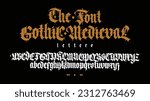 Gothic font from Latin letters. Vector. English alphabet. Medieval European style. English alphabet 9th-19th century. Symbols and signs for monogram and design. Modern calligraphy.