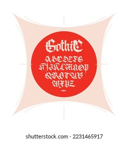 Gothic font from Latin letters. Vector. English alphabet. Medieval European style. European alphabet 9-16th century. Romano-Germanic letters. Symbols for monogram and design.