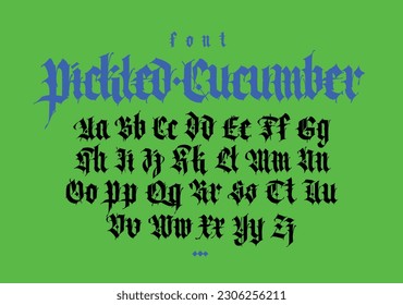 Gothic font from Latin letters. Vector. English alphabet. Medieval European style. English alphabet 9th-19th century. Symbols and signs for monogram and design. Modern calligraphy.