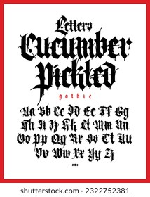 Gothic font from Latin letters. Vector. English alphabet. Medieval European style. English alphabet 9th-19th century. Symbols and signs for monogram and design. Modern calligraphy.