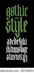 Gothic font from Latin letters. Vector. English alphabet. Medieval European style. English alphabet 9th-19th century. Symbols and signs for monogram and design. Modern calligraphy.