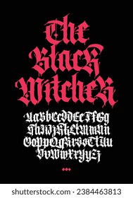 Gothic font from Latin letters. Vector. English alphabet. Medieval European style. English alphabet 9th-19th century. Symbols and signs for monogram and design. Modern calligraphy.