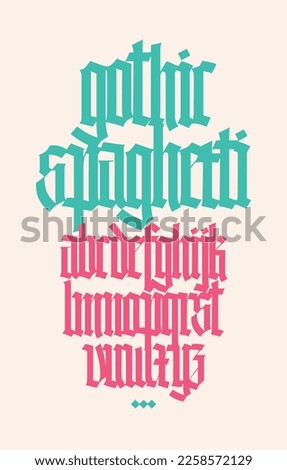 Gothic font from Latin letters. Vector. English alphabet. Medieval European style. European alphabet 9-16th century. Romano-Germanic letters. Symbols for monogram and design.