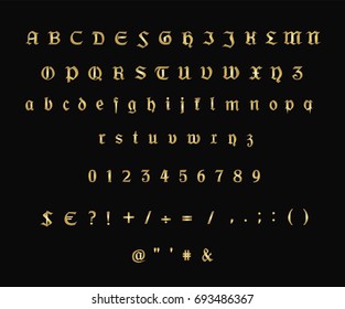 Gothic Font - Typewriter font in vintage style -  Gold Font