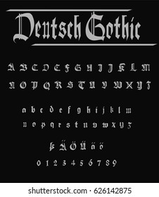  Gothic Font - Vector font isolated on black background