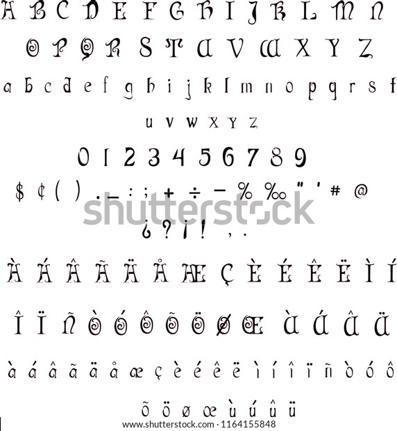Gothic Font Vector Set Stock Vector Royalty Free 1164155848