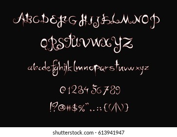 Gothic  Font - Vector - White  Font With Red Outline