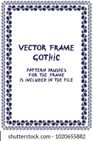 Gothic frame with skull. Vector illustration