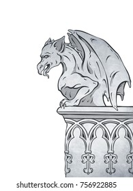 Gothic gargoyle hand drawn design element vector illustration.