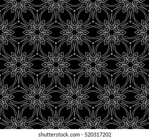 Gothic geometry flower. Seamless pattern. Black color. Vector illustration.