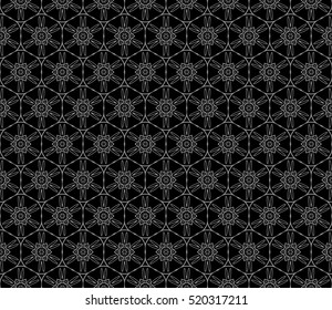 Gothic geometry flower. Seamless pattern. Black color. Vector illustration.