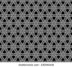 Gothic geometry flower. Seamless pattern. Black, silver color. Vector illustration.