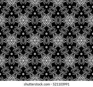 Gothic geometry flower. Seamless pattern. Black color. Vector illustration.