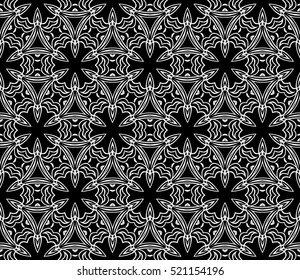 Gothic geometry flower. Seamless pattern. Black color. Vector illustration.
