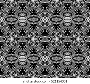 Gothic geometry flower. Seamless pattern. Black color. Vector illustration.