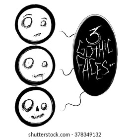 Gothic ghost vector emoji faces