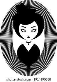 gothic girl with empty eyes in black hat