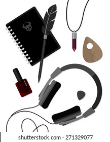 Gothic girl's set. Vector illustration