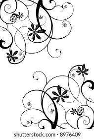 Gothic grunge floral design in black and white