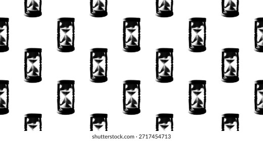 Patrón de reloj de arena gótico sin fisuras en estilo semitono. Fondo de efecto de punto de Antiguas para textiles, tela, papel de embalaje.