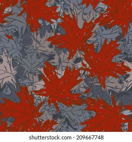 Gothic inspiration. Autumn red Maple leaves on desaturated background.Vector seamless texture.